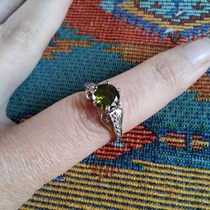 14k white gold peridot and white sapphire